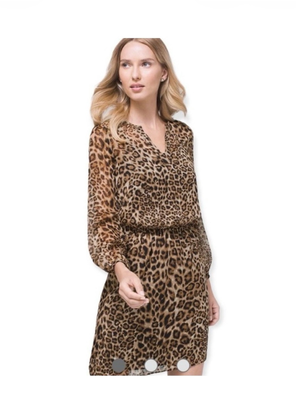 White House Black Market Leopard Print Studded Fall Dress Women’s XSmall